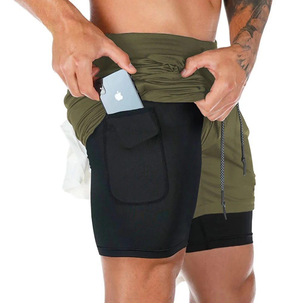 2 in 1 Men Running Shorts
